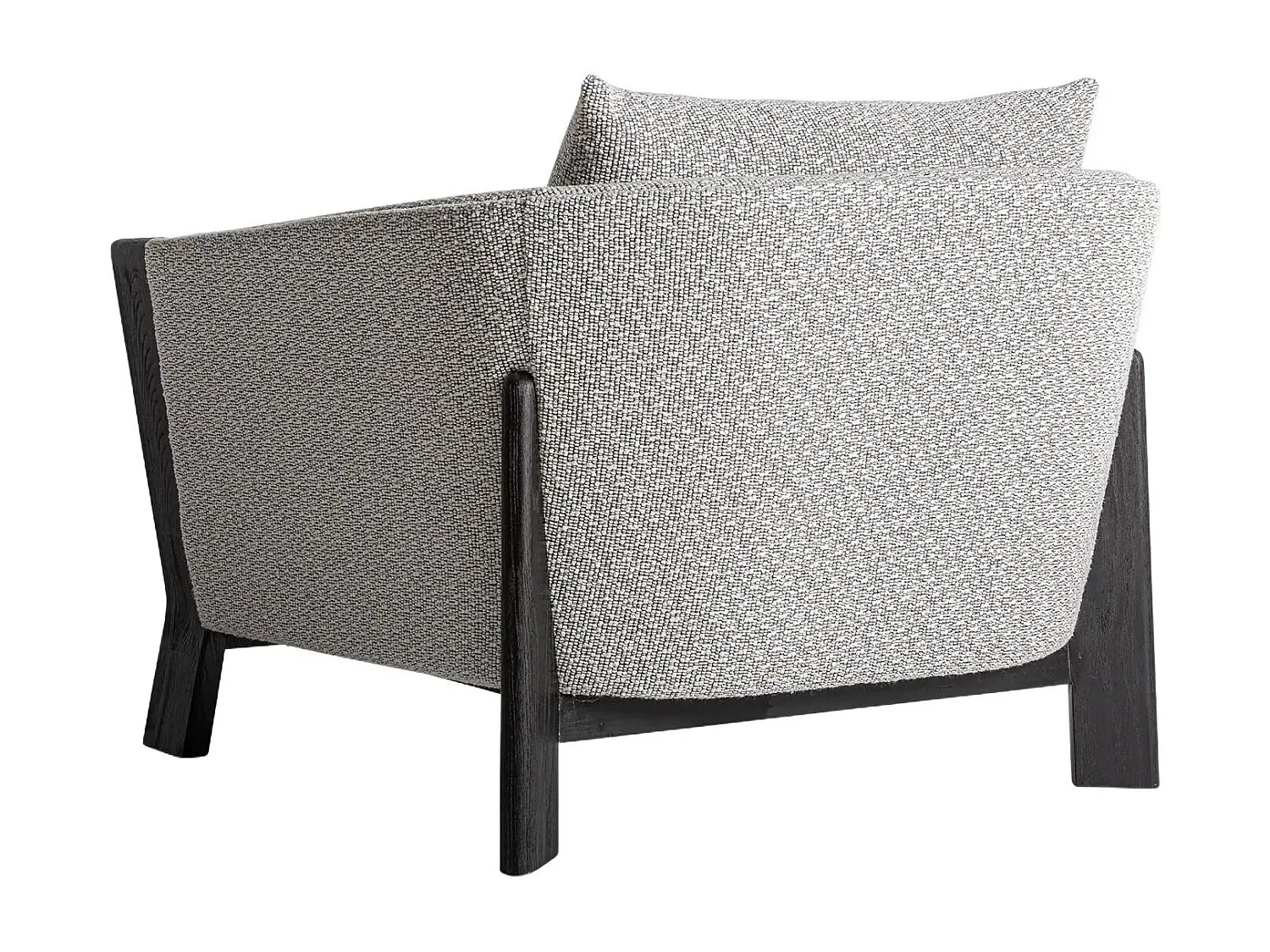 Sillón NARA – Madera maciza de roble marrón claro y tela-Gris