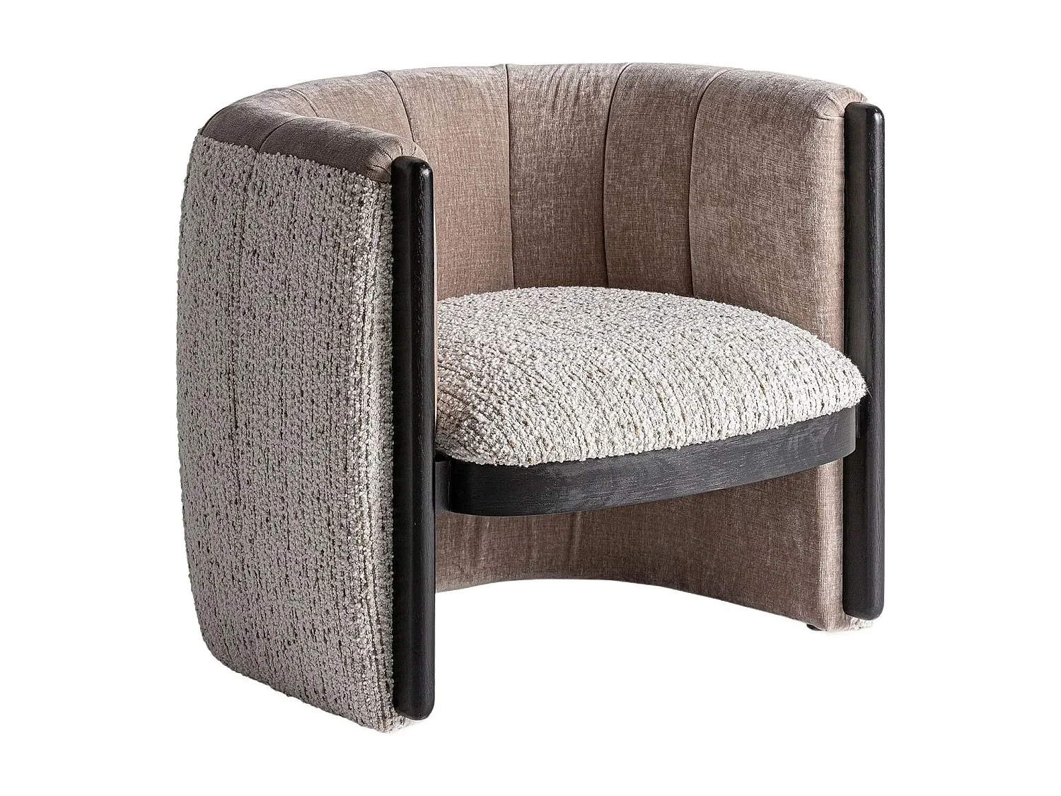 Sillón club LINEA de tejido bouclé – Confort envolvente-Negro