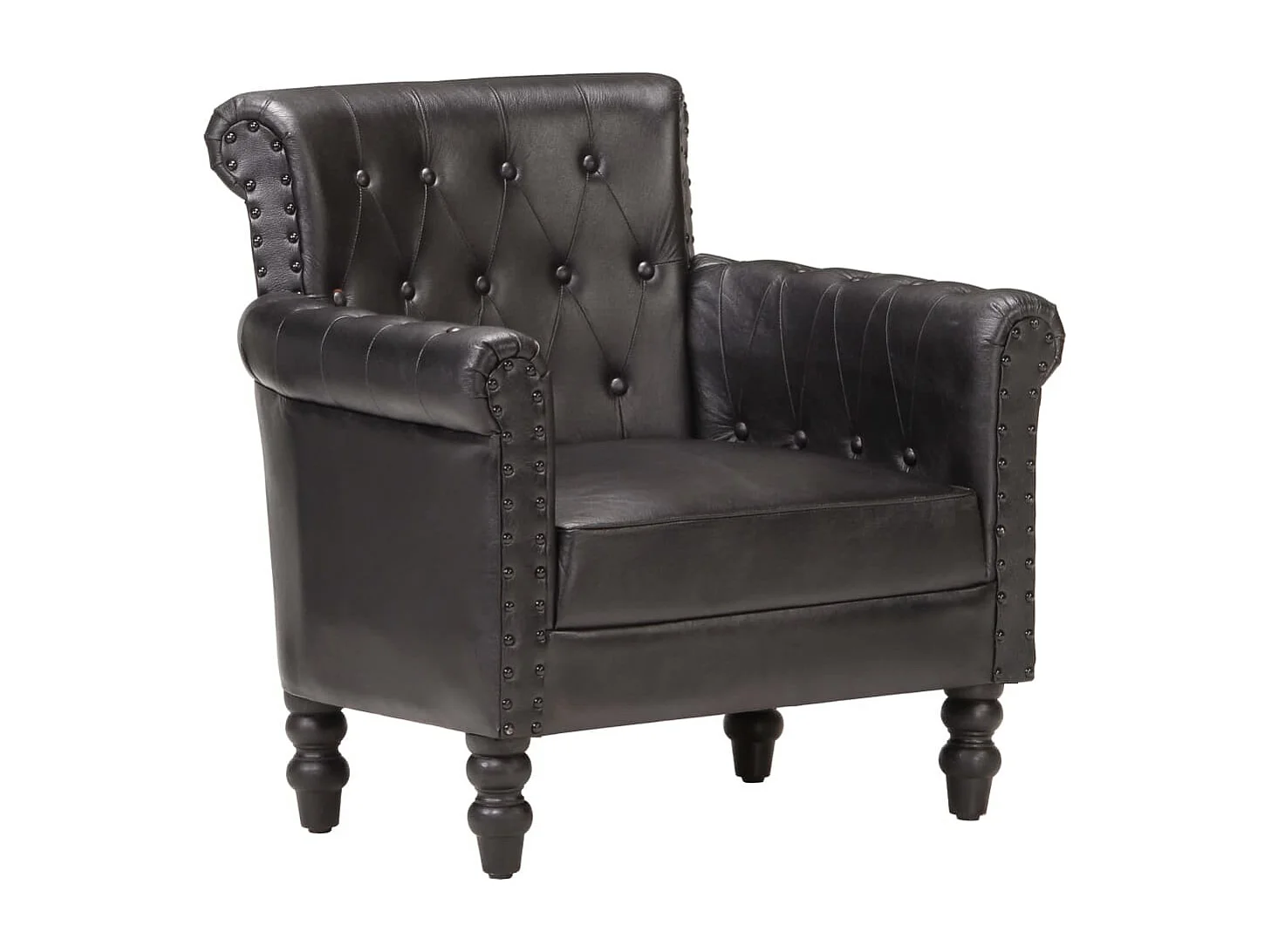 Fauteuil Noir Cuir de chèvre véritable