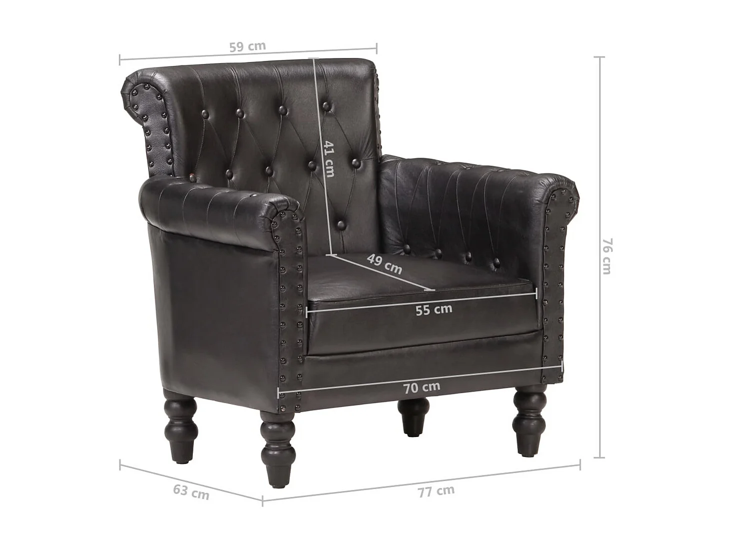 Fauteuil Noir Cuir de chèvre véritable