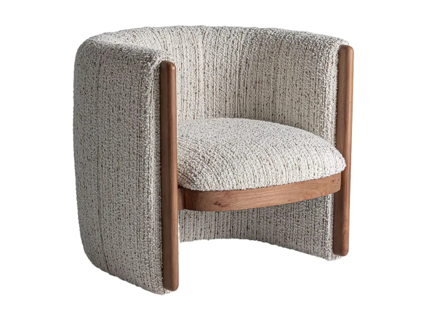 Sillón club LINEA de tejido bouclé – Confort envolvente-Marrón
