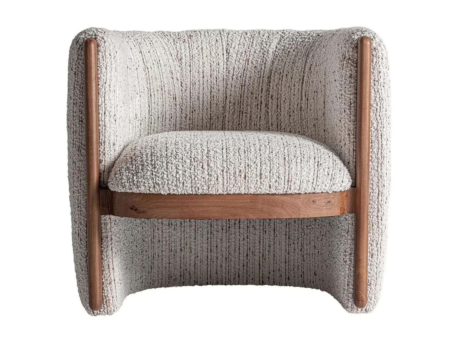 Sillón club LINEA de tejido bouclé – Confort envolvente-Marrón