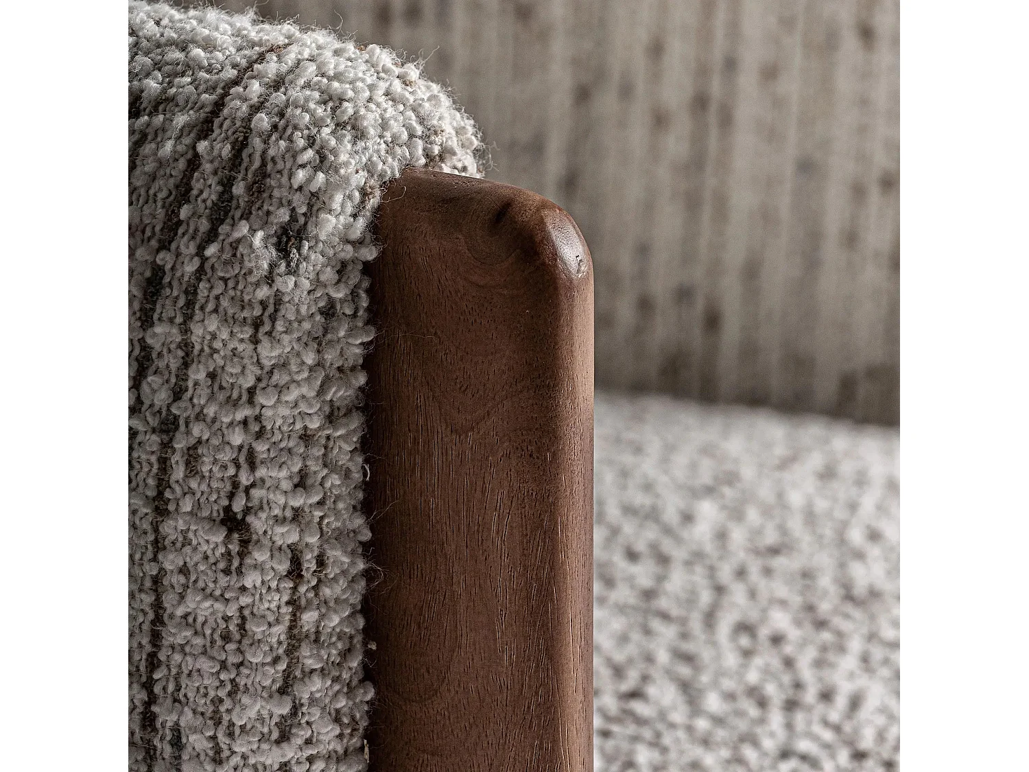 Sillón club LINEA de tejido bouclé – Confort envolvente-Marrón