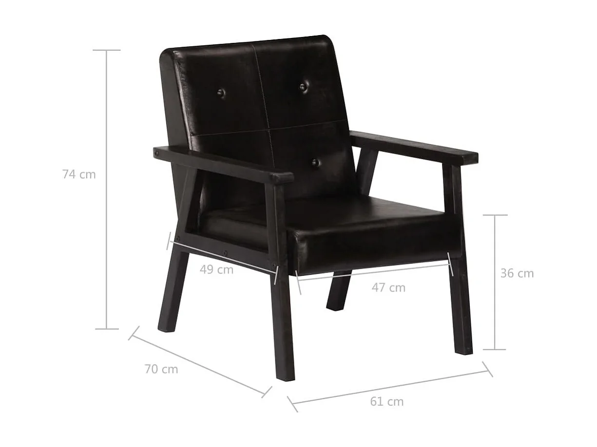 Fauteuil Noir Cuir véritable 4