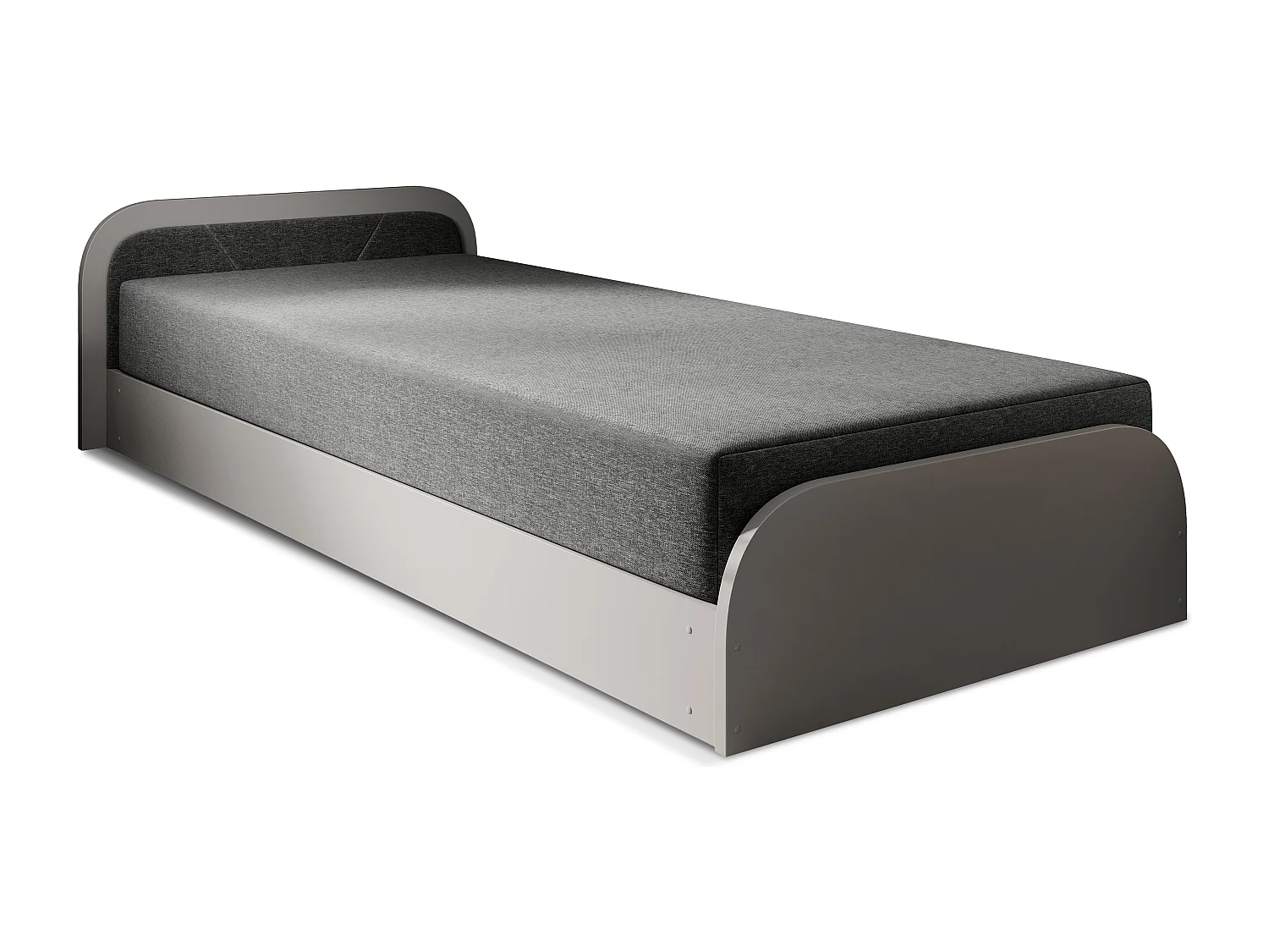 Lit 1 place avec coffre de rangement Parko – Confort et Praticité-Gris/Gris chiné-Modéle Coté droit