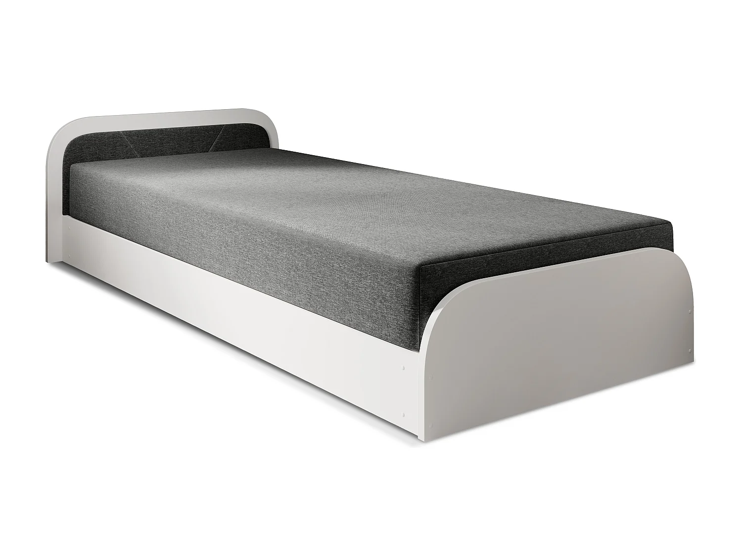 Lit 1 place avec coffre de rangement Parko – Confort et Praticité-Gris/Gris chiné-Modéle Coté droit