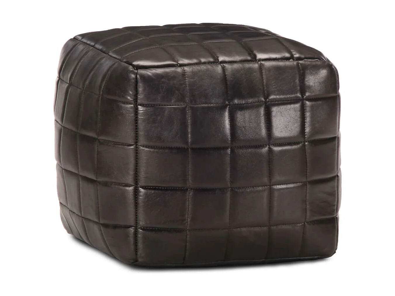 Pouf 40 x 40x40 Noir Cuir véritable de chèvre
