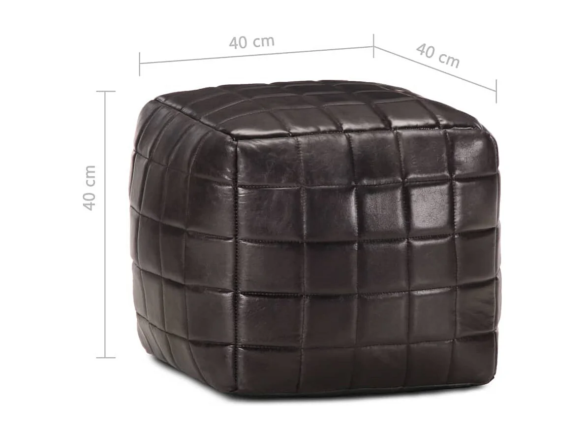 Pouf 40 x 40x40 Noir Cuir véritable de chèvre