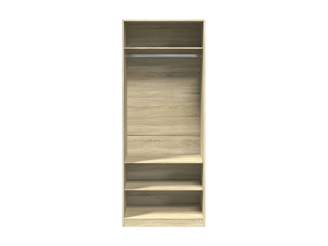 Armoire dressing 1 penderie 3 étagère 80cm - Collection Klozer-Chêne clair