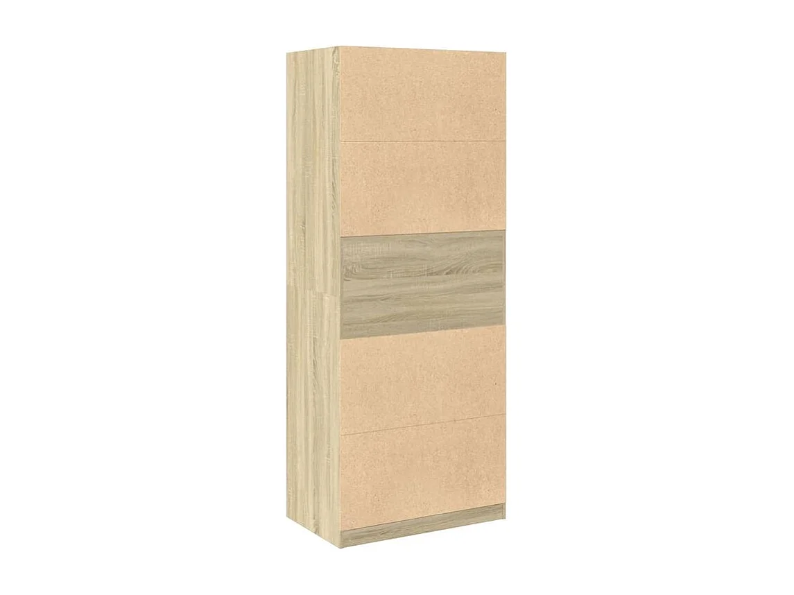 Armoire dressing 1 penderie 3 étagère 80cm - Collection Klozer-Chêne clair