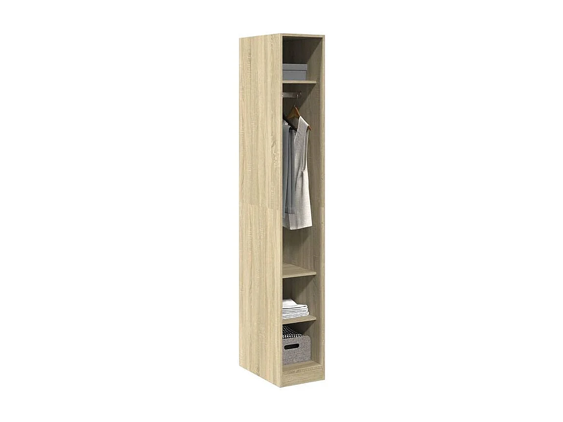 Armoire dressing 1 penderie 3 étagère 30cm - Collection Klozer-Chêne clair