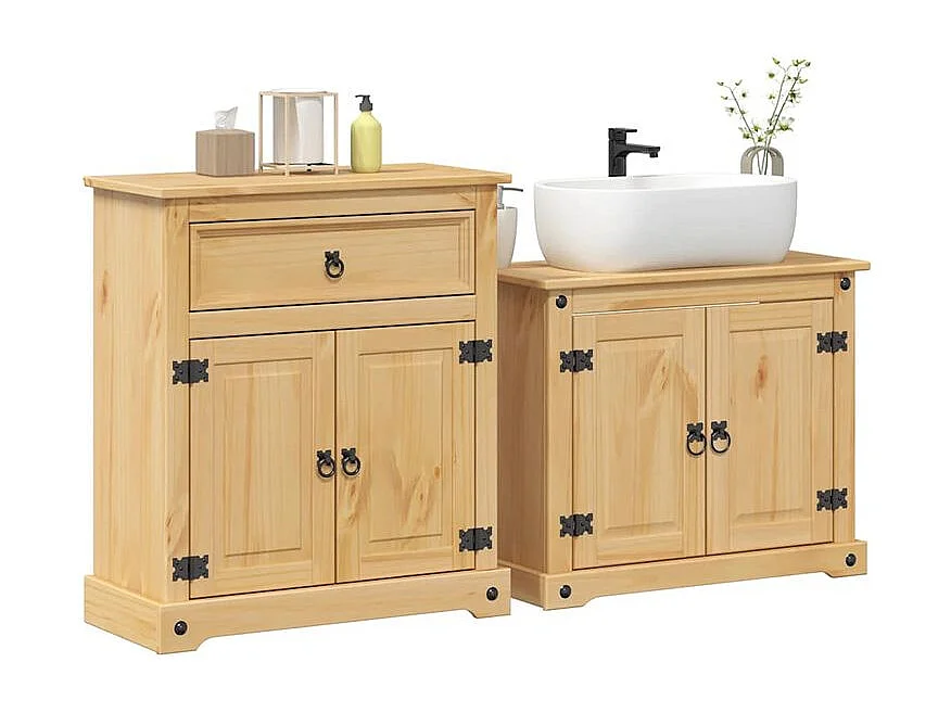 Ensemble de meuble salle de bain 2 pc Corona bois pin massif