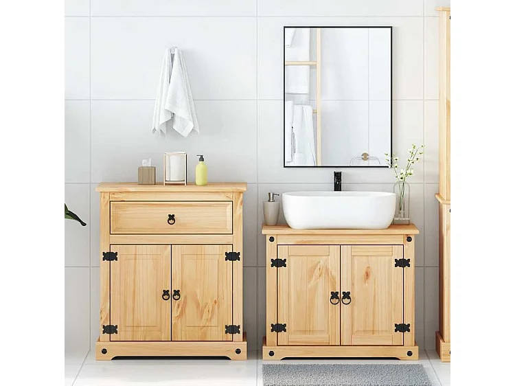 Ensemble de meuble salle de bain 2 pc Corona bois pin massif