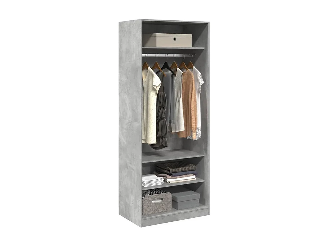 Armoire dressing 1 penderie 3 étagères 80cm - Collection Klozer-Gris béton