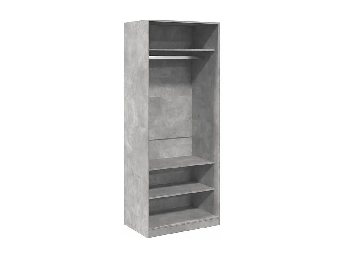 Armoire dressing 1 penderie 3 étagères 80cm - Collection Klozer-Gris béton