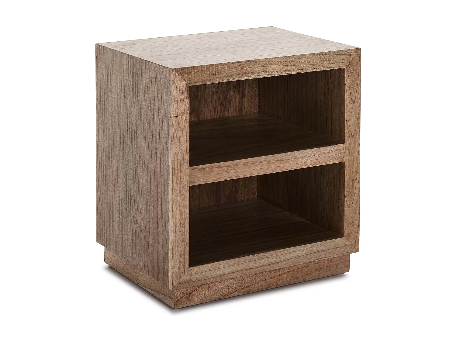 Mesita de noche con 2 nichos en madera maciza oscura Telo