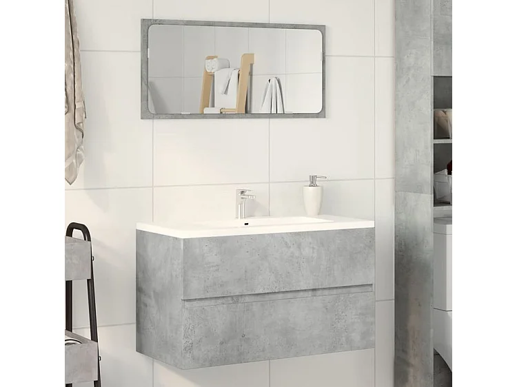 Armoire de salle de bain suspendue gris béton bois d'ingénierie