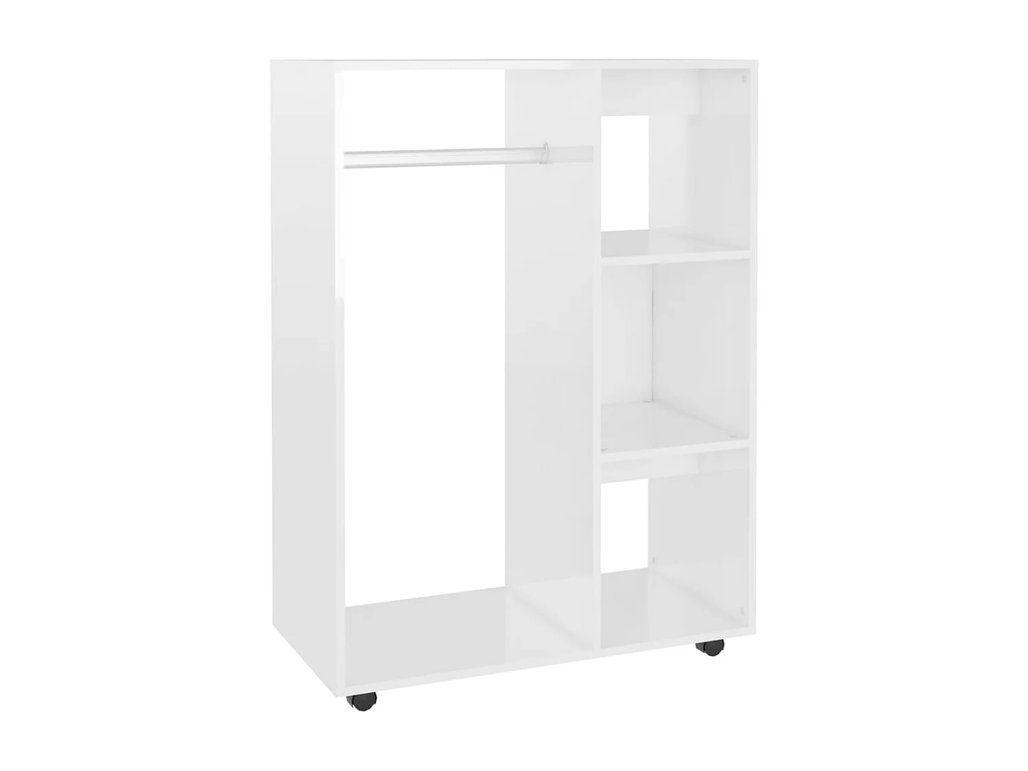 Petite armoire dressing sur roulette 1 penderie 3 étagère 80cm - Collection Event-Chêne gris