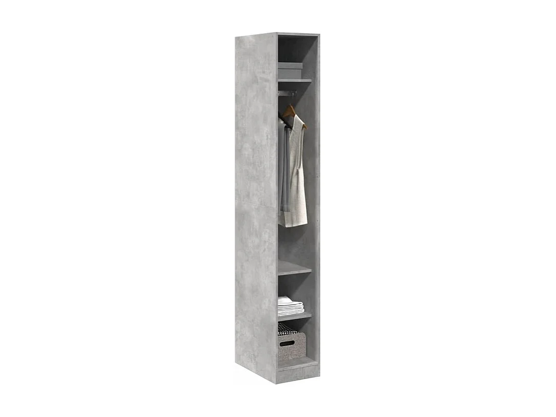 Armoire dressing 1 penderie 3 étagère 30cm - Collection Klozer-Gris béton