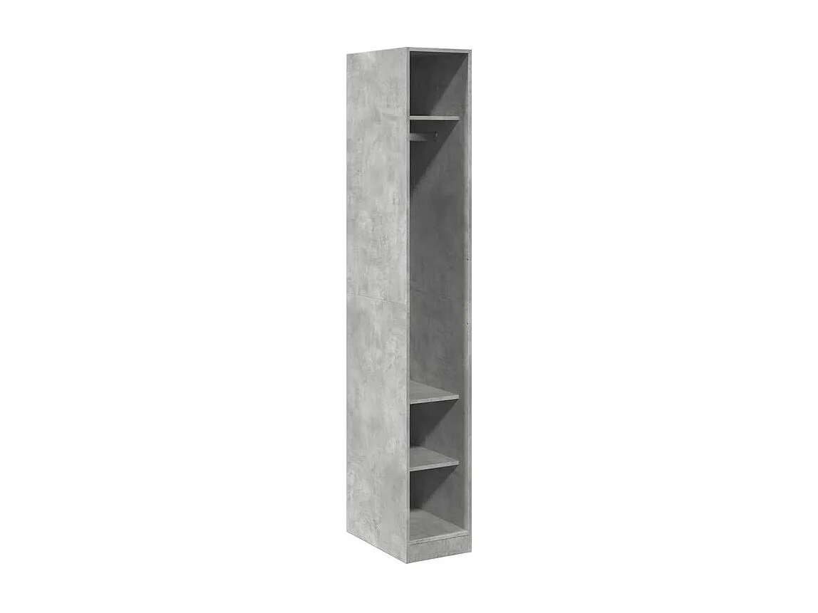 Armoire dressing 1 penderie 3 étagère 30cm - Collection Klozer-Gris béton