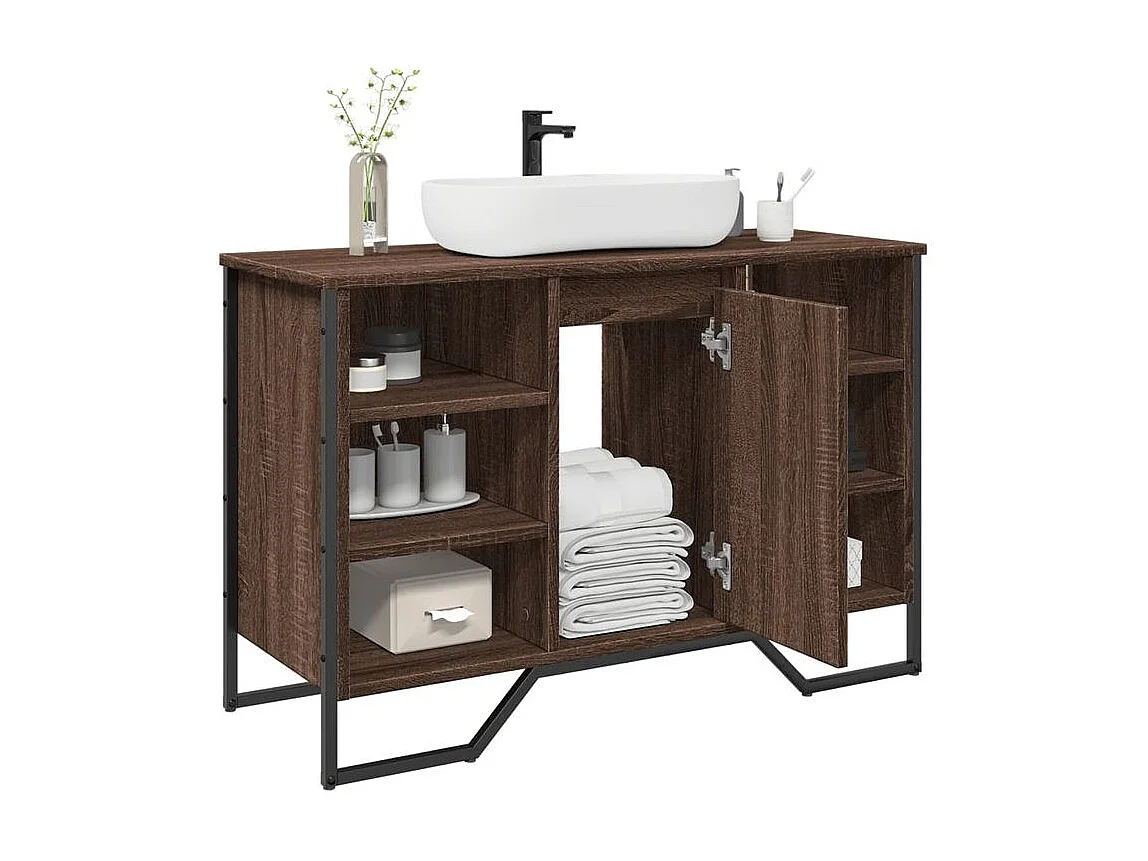 Armoire lavabo de salle de bain chêne marron 91x35x60
