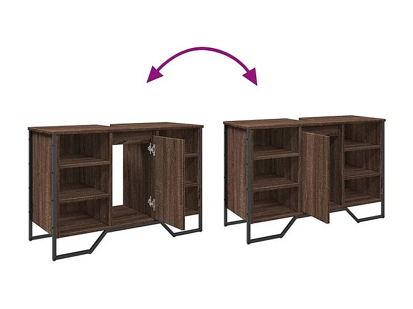 Armoire lavabo de salle de bain chêne marron 91x35x60