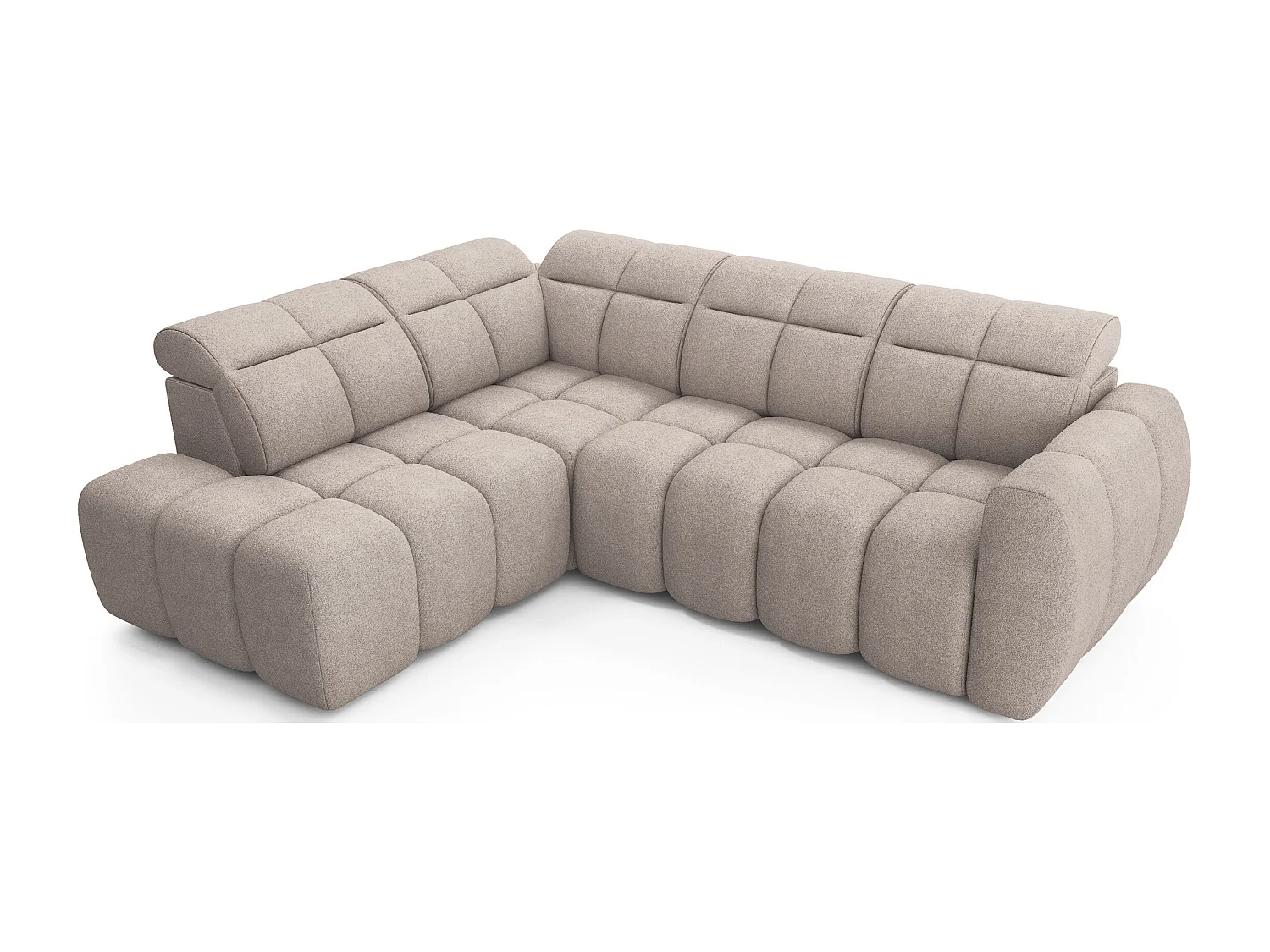 Canapé d’angle convertible 4 places tissu BOBOON 258cm – Coffre de rangement-Marron clair-angle gauche