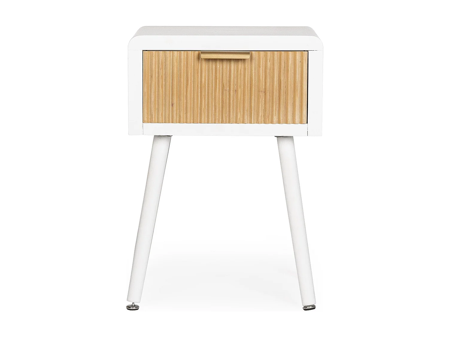 Table de chevet 1 tiroir CHARLEY – Blanc & naturel