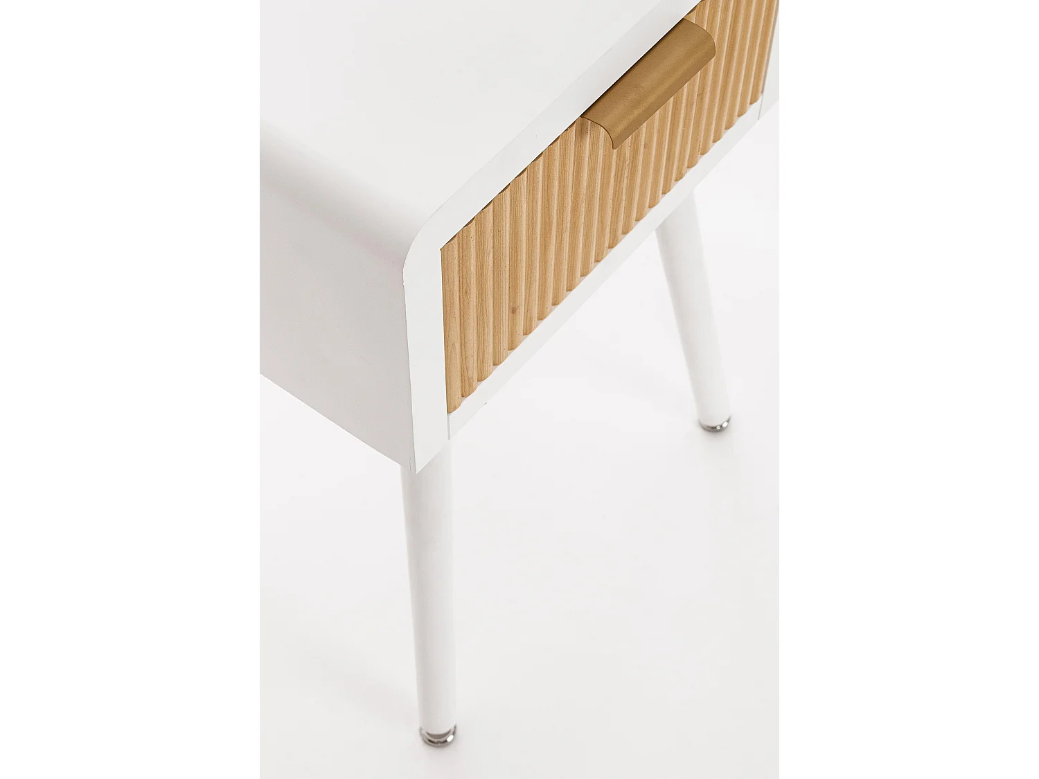 Table de chevet 1 tiroir CHARLEY – Blanc & naturel