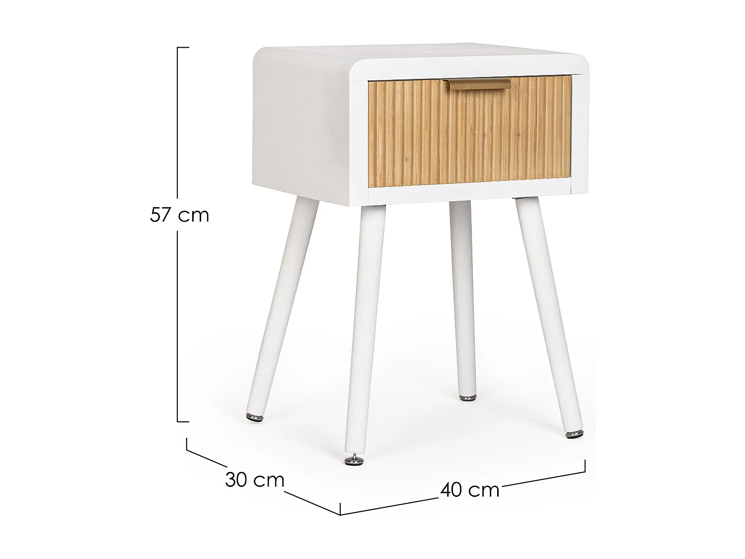 Table de chevet 1 tiroir CHARLEY – Blanc & naturel