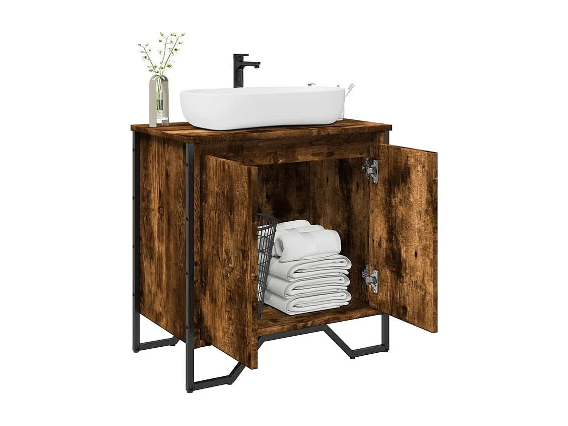 Armoire lavabo de salle de bain chêne fumé 60x35x60
