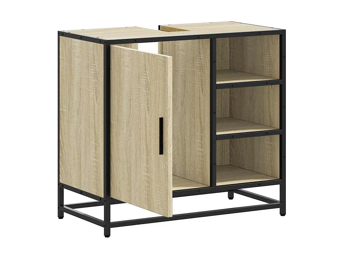 Armoire lavabo de salle de bain chêne sonoma bois d'ingénierie