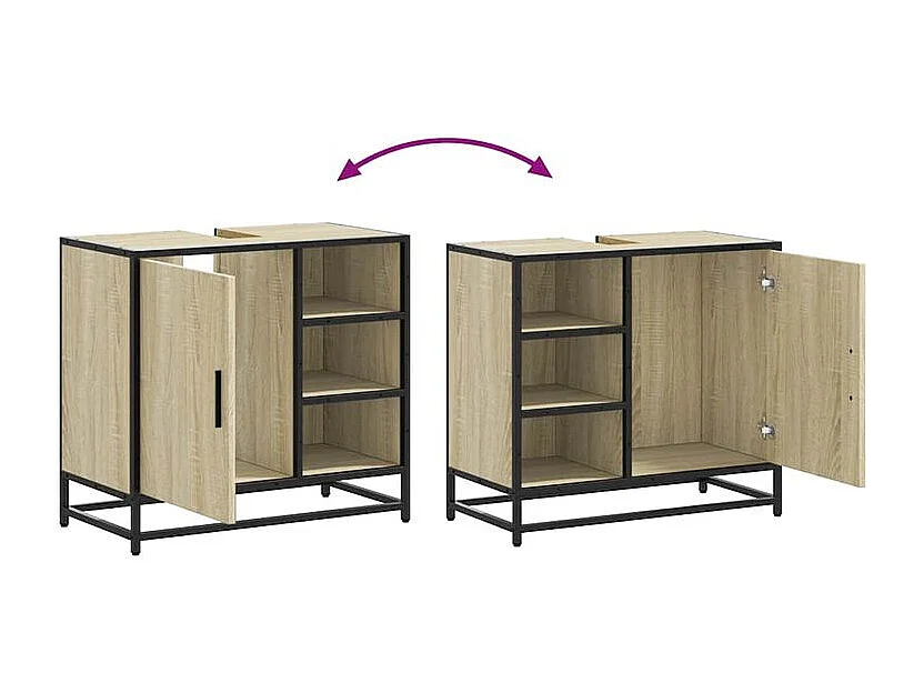 Armoire lavabo de salle de bain chêne sonoma bois d'ingénierie