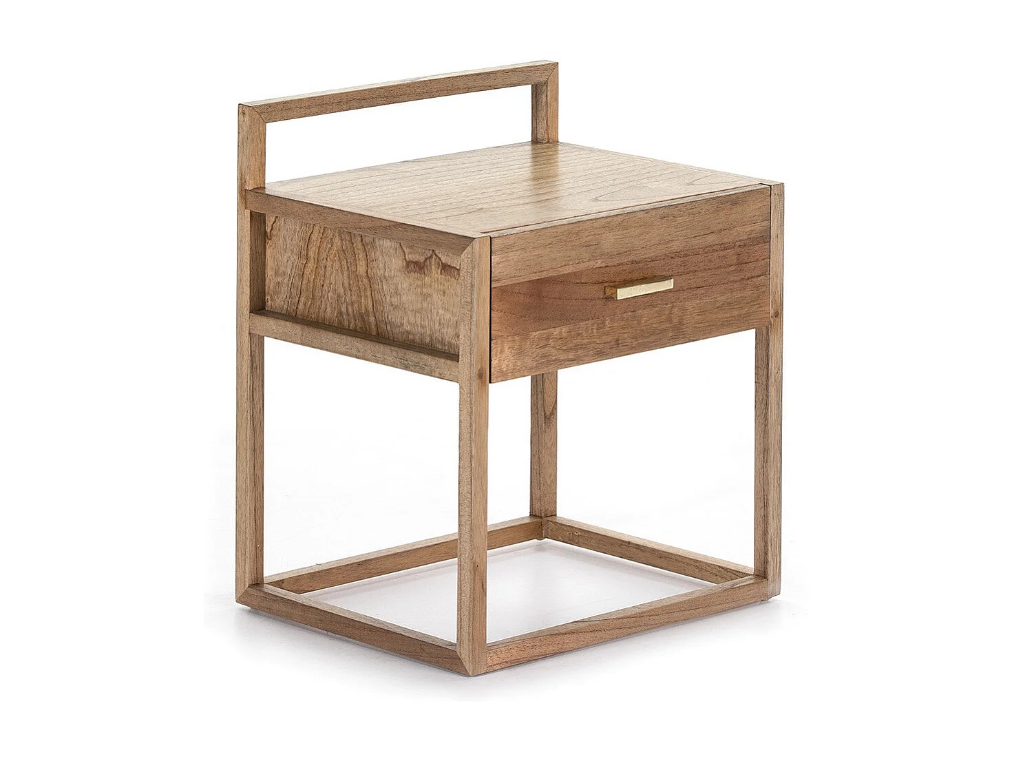 Table de chevet 1 tiroir bois massif foncé Castle