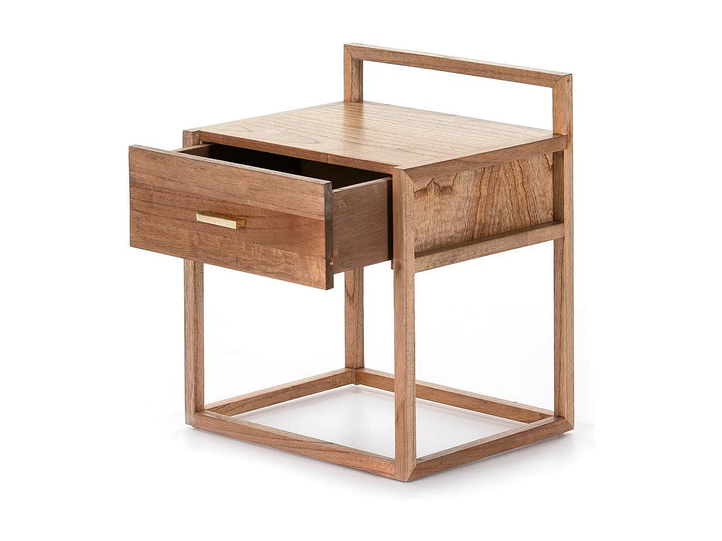 Table de chevet 1 tiroir bois massif foncé Castle