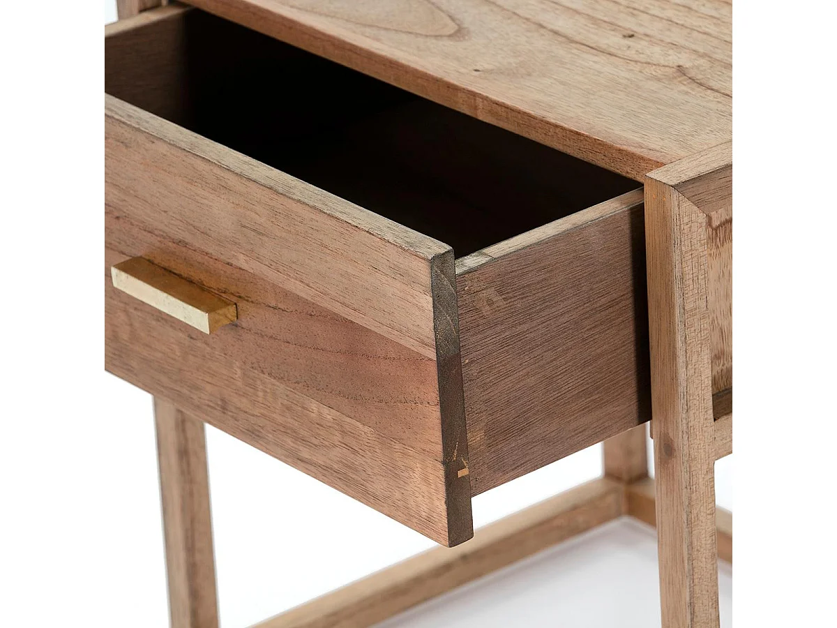 Table de chevet 1 tiroir bois massif foncé Castle