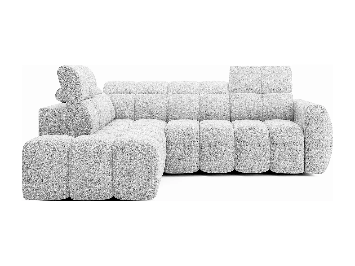 Canapé d’angle convertible 4 places tissu BOBOON 258cm – Coffre de rangement-Gris clair-angle gauche