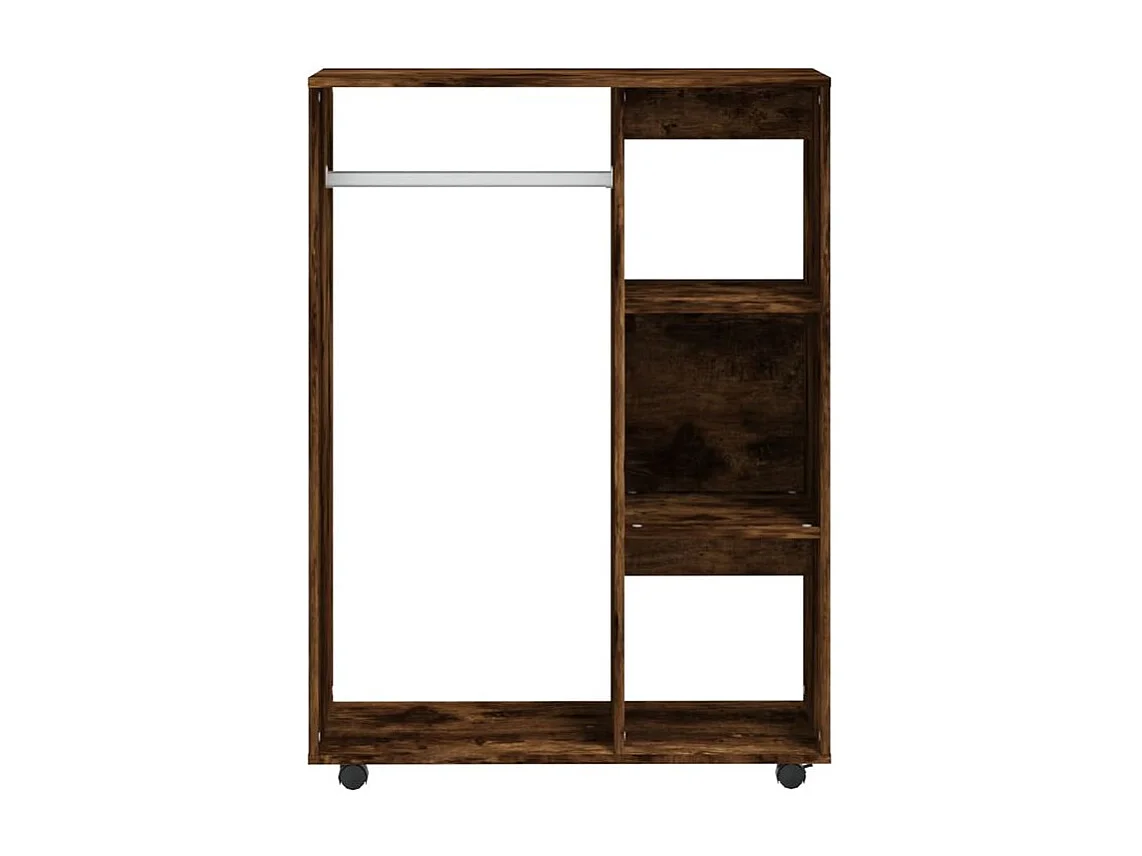Petite armoire dressing sur roulette 1 penderie 3 étagère 80cm - Collection Event-Marron fumé
