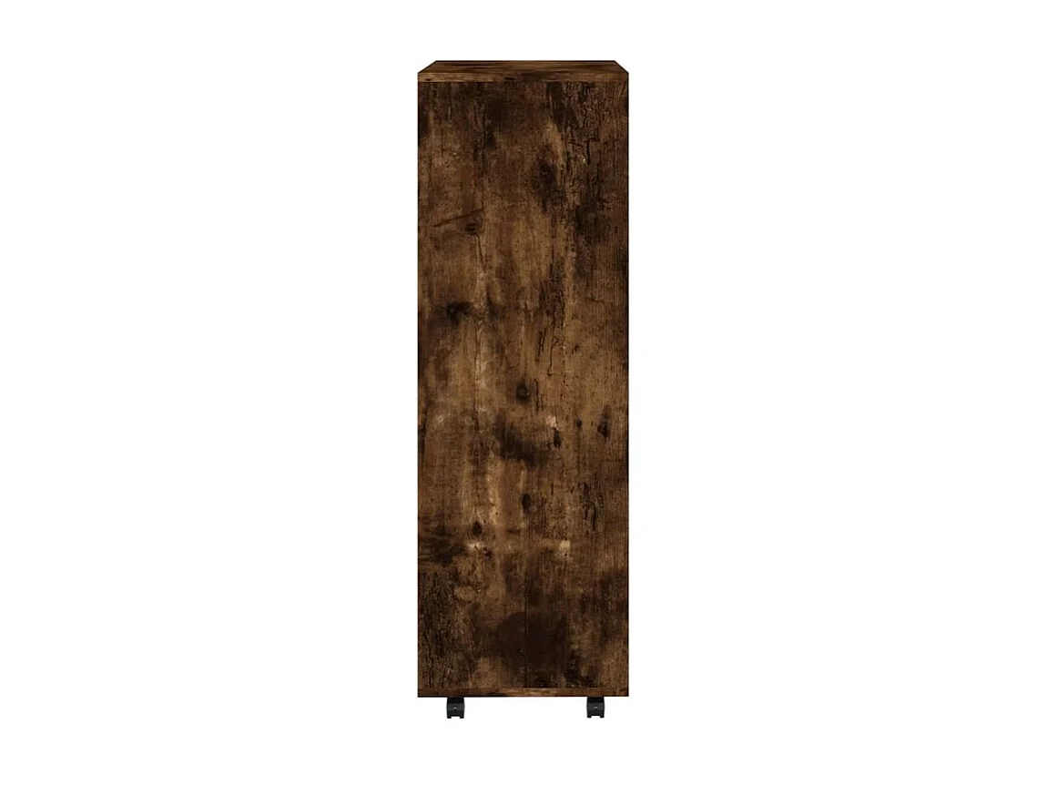 Petite armoire dressing sur roulette 1 penderie 3 étagère 80cm - Collection Event-Marron fumé