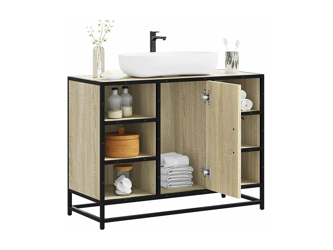 Armoire lavabo de salle de bain chêne sonoma bois d'ingénierie
