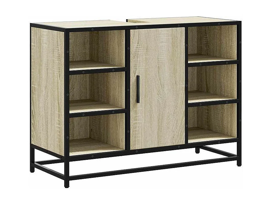 Armoire lavabo de salle de bain chêne sonoma bois d'ingénierie