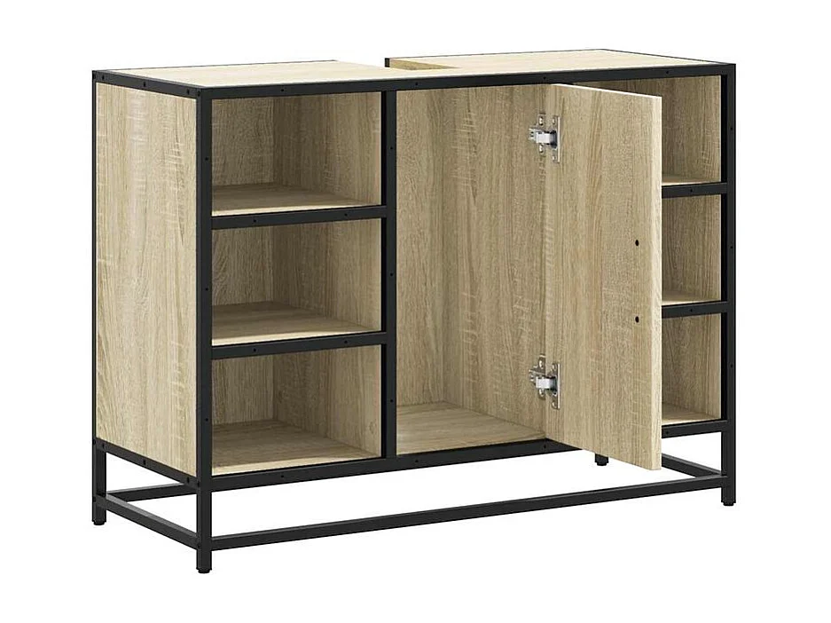 Armoire lavabo de salle de bain chêne sonoma bois d'ingénierie