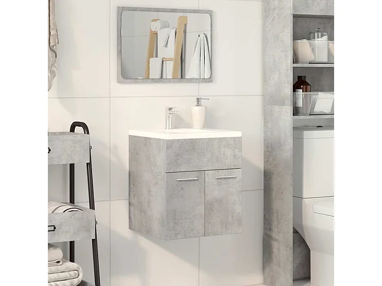 Armoire de lavabo de salle de bain gris béton 41x38,5x46