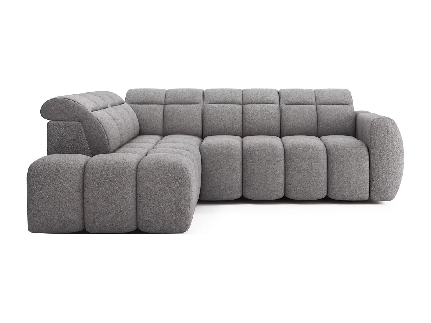 Canapé d’angle convertible 4 places tissu BOBOON 258cm – Coffre de rangement-Gris foncé-angle gauche