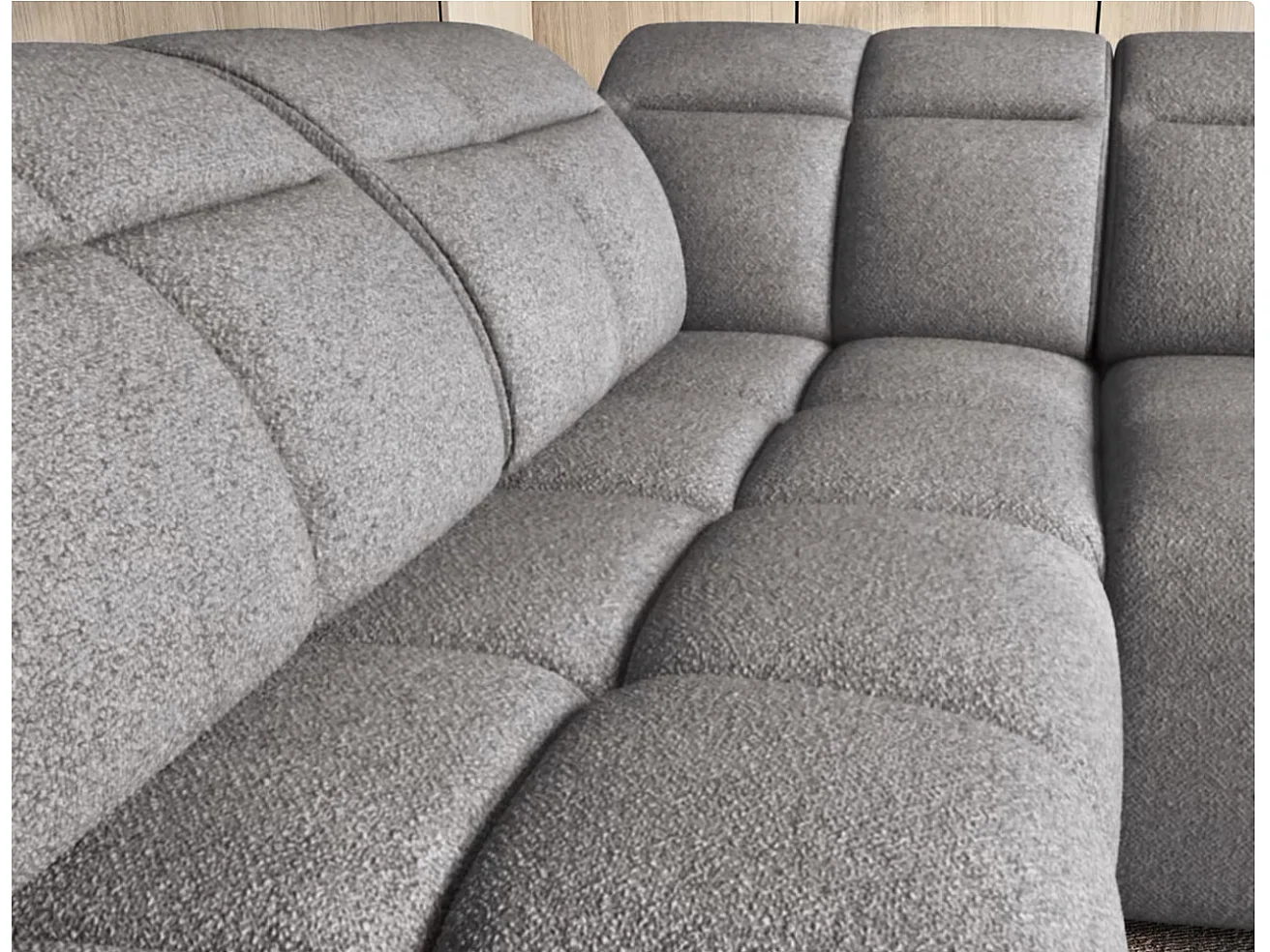 Canapé d’angle convertible 4 places tissu BOBOON 258cm – Coffre de rangement-Gris foncé-angle gauche