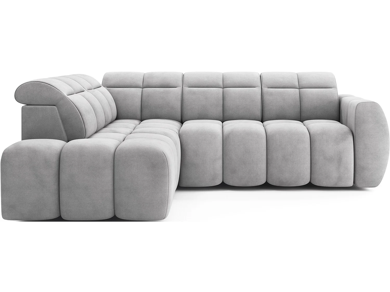 Canapé d’angle convertible 4 places BOBOON en tissu avec coffre de rangement – 258cm-Gris-angle gauche