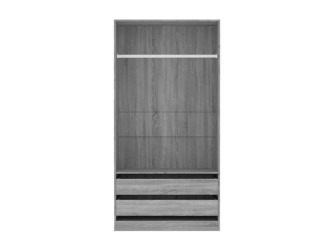 Armoire dressing 1 penderie 2 tiroir 100cm - Collection Kodok-Chêne gris