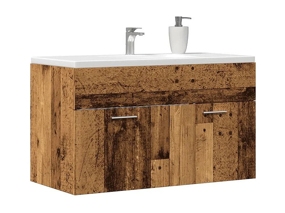 Meuble lavabo de salle de bain vieux bois bois d'ingénierie