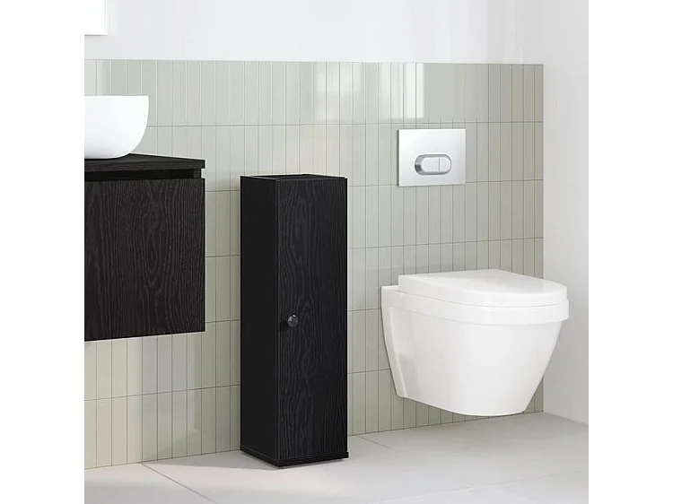 Meuble de salle de bain avec porte-rouleau noir 20,5x22x72