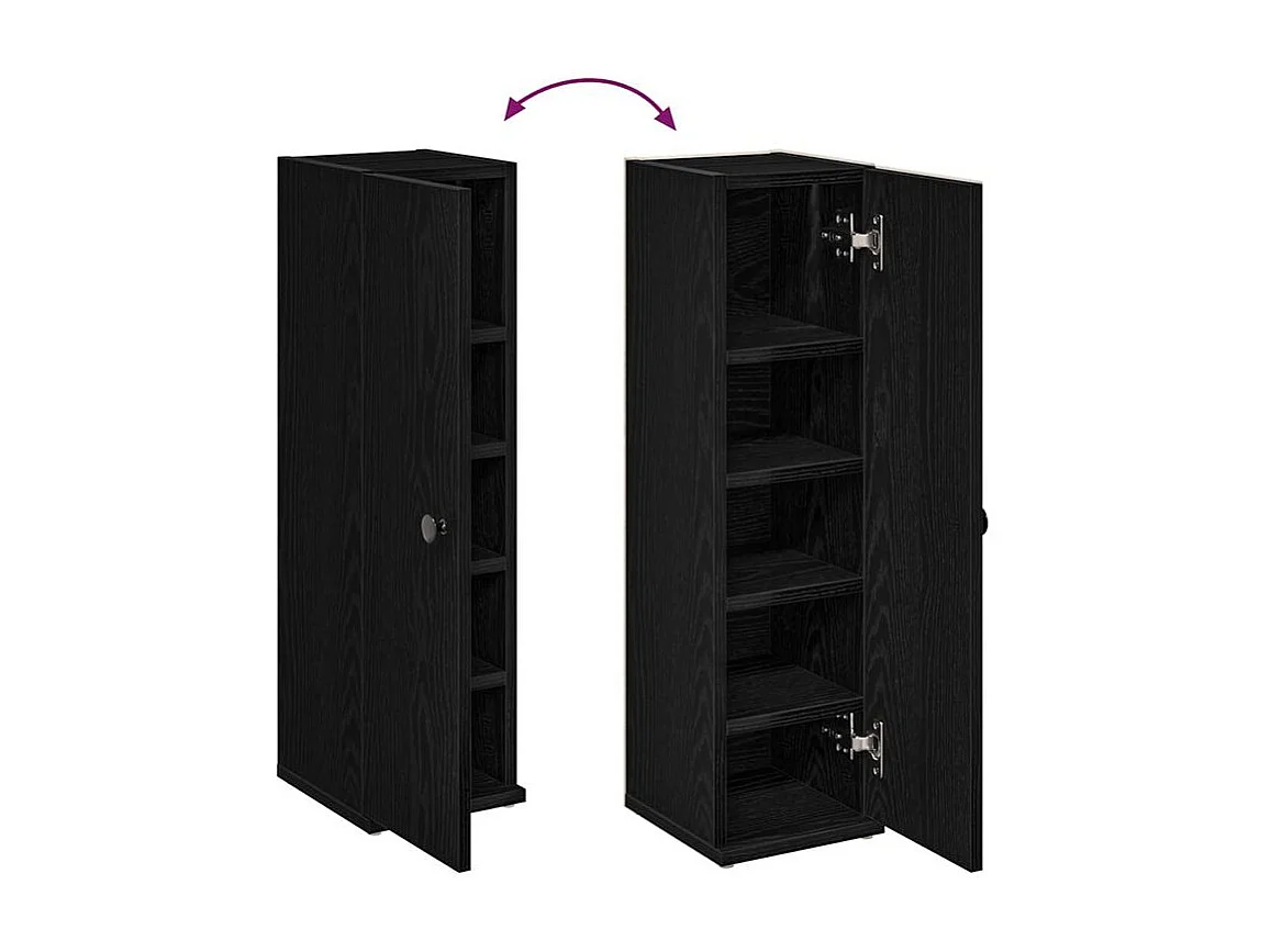 Meuble de salle de bain avec porte-rouleau noir 20,5x22x72